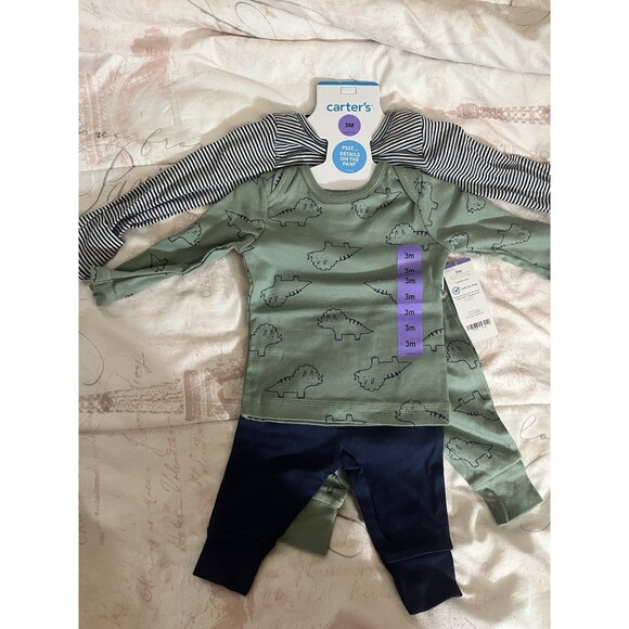 Carter's Other - Carter’s Four Piece Boys Layette Set Green And Navy Blue